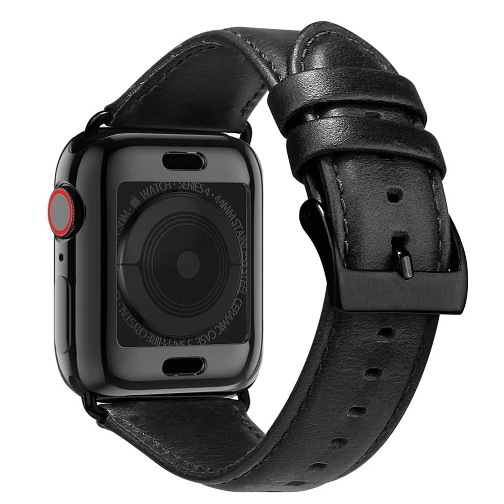 Ремешки из натуральной кожи для Apple Watch Band 44 мм 42 40 38 с Чехол сменный кожаный