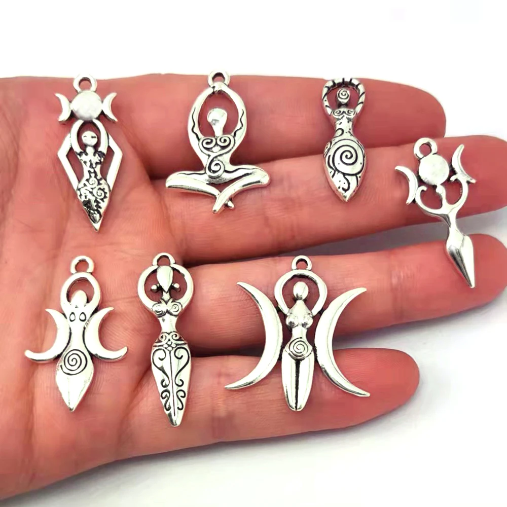 8 designs 50pcs Wiccan Goddess Moon Yoga Pendant charm Witchcraft Fashion Jewelry for Women