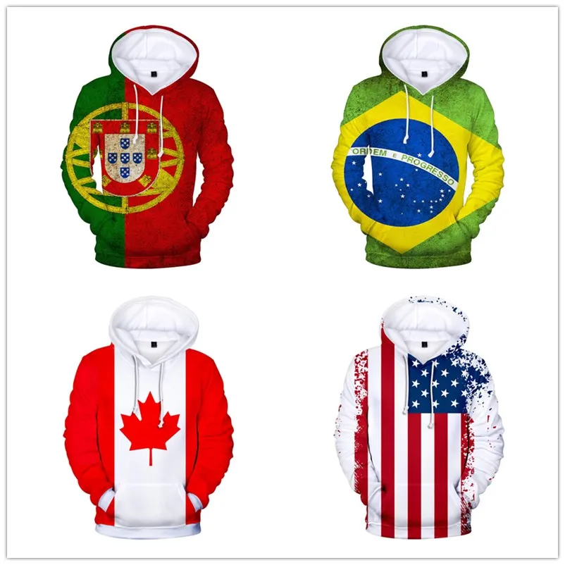 

3D National Flag Hoodie Canada Portugal Argentina Germany Russia Brazil USA Sweatshirt Casual Jacket Coat Men Women Clothes