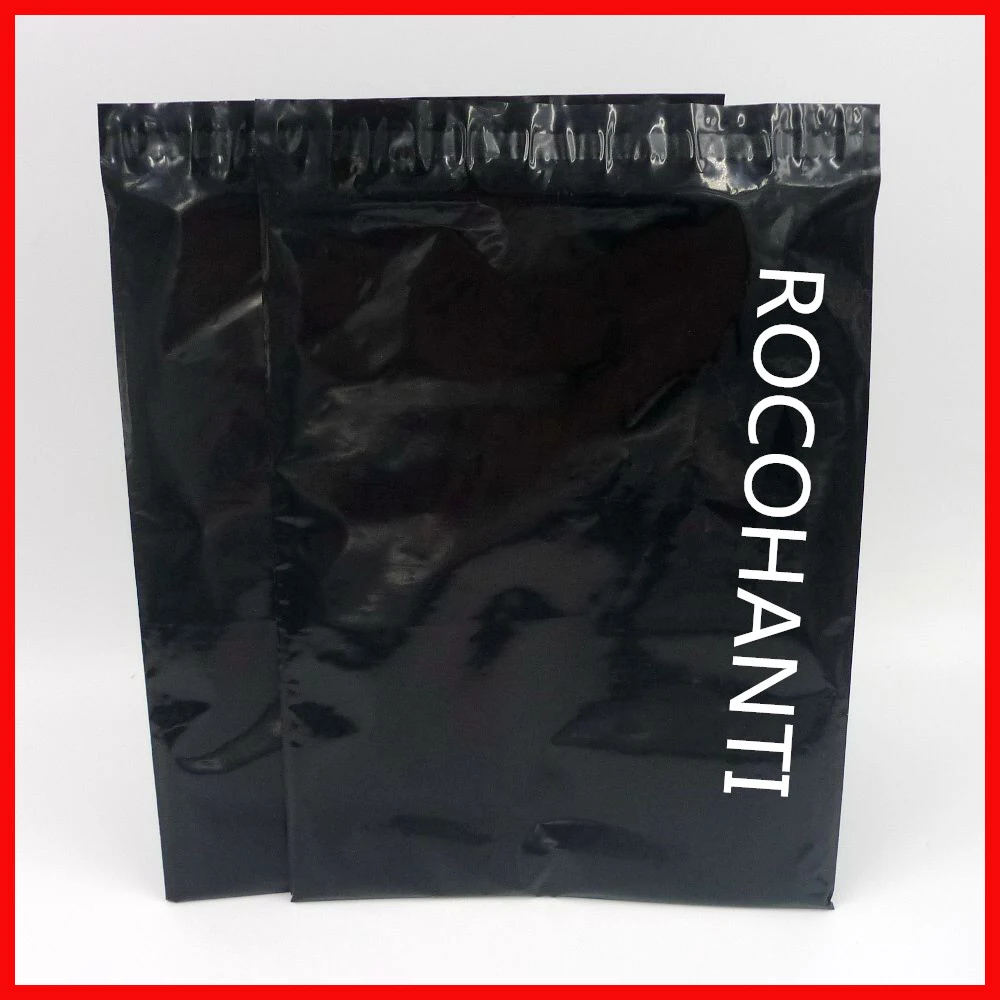

100Pcs Custom Logo Printed Glossy Black Poly Mailer Plastic Envelopes Shipping Courier Bag for Gift Packaging Bags Verzendzakken