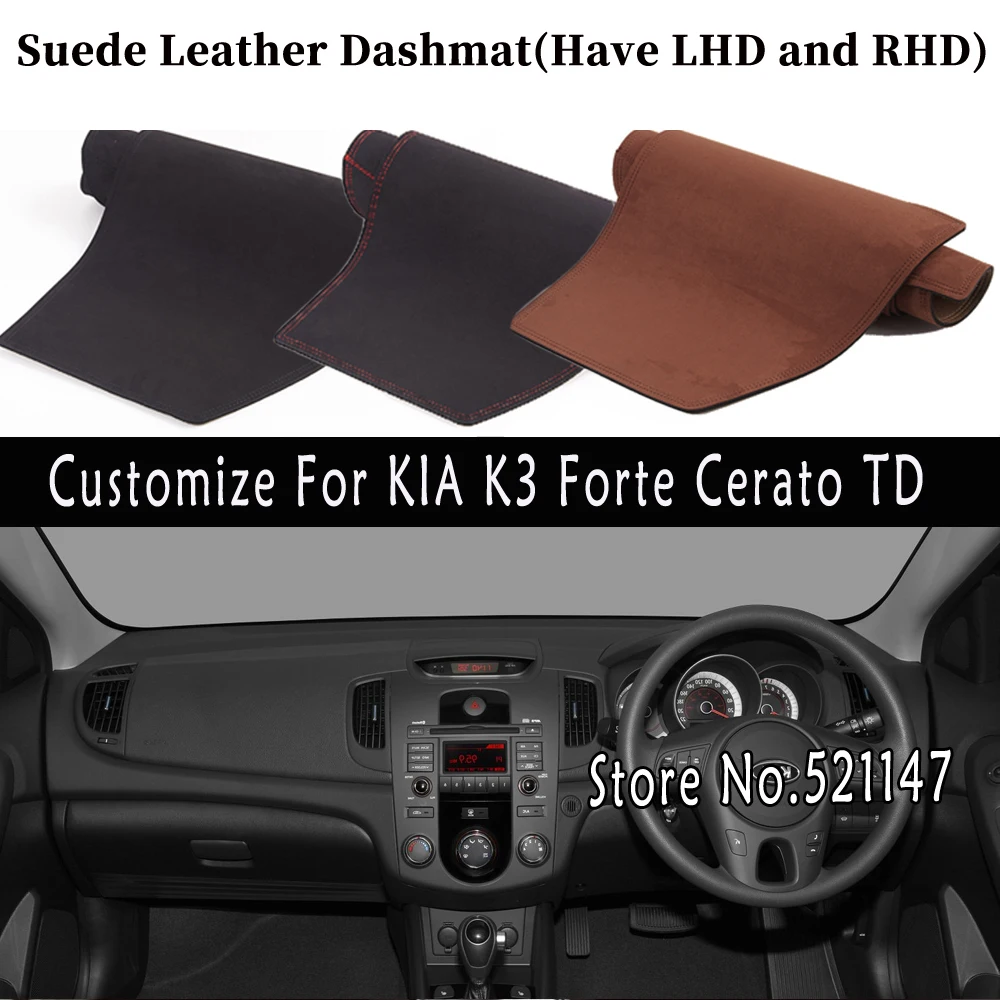 

Accessories Car-styling Suede Leather Dashmat Dashboard Cover Dash Mats Carpet For KIA K3 Forte Cerato TD 2009-2013 2010 2011