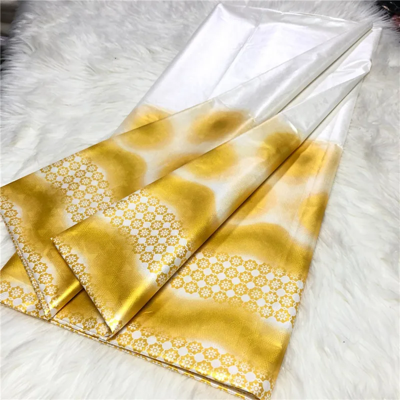 

4yards Golden Bazin Riche 100% Cotton Soft Guniea Brocade Fabric Keep Shiny Top Quality African Damask Shadda Material For Cloth