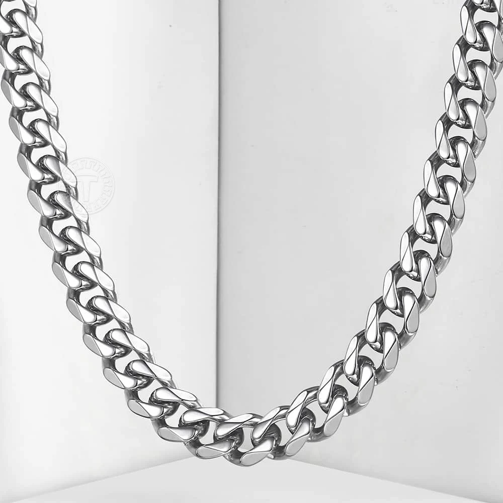 

Davieslee 10.5mm Necklace for Men Jewelry Mens Necklaces 316L Stainless Steel Curb Cuban Link Chain New Fashion LHN05