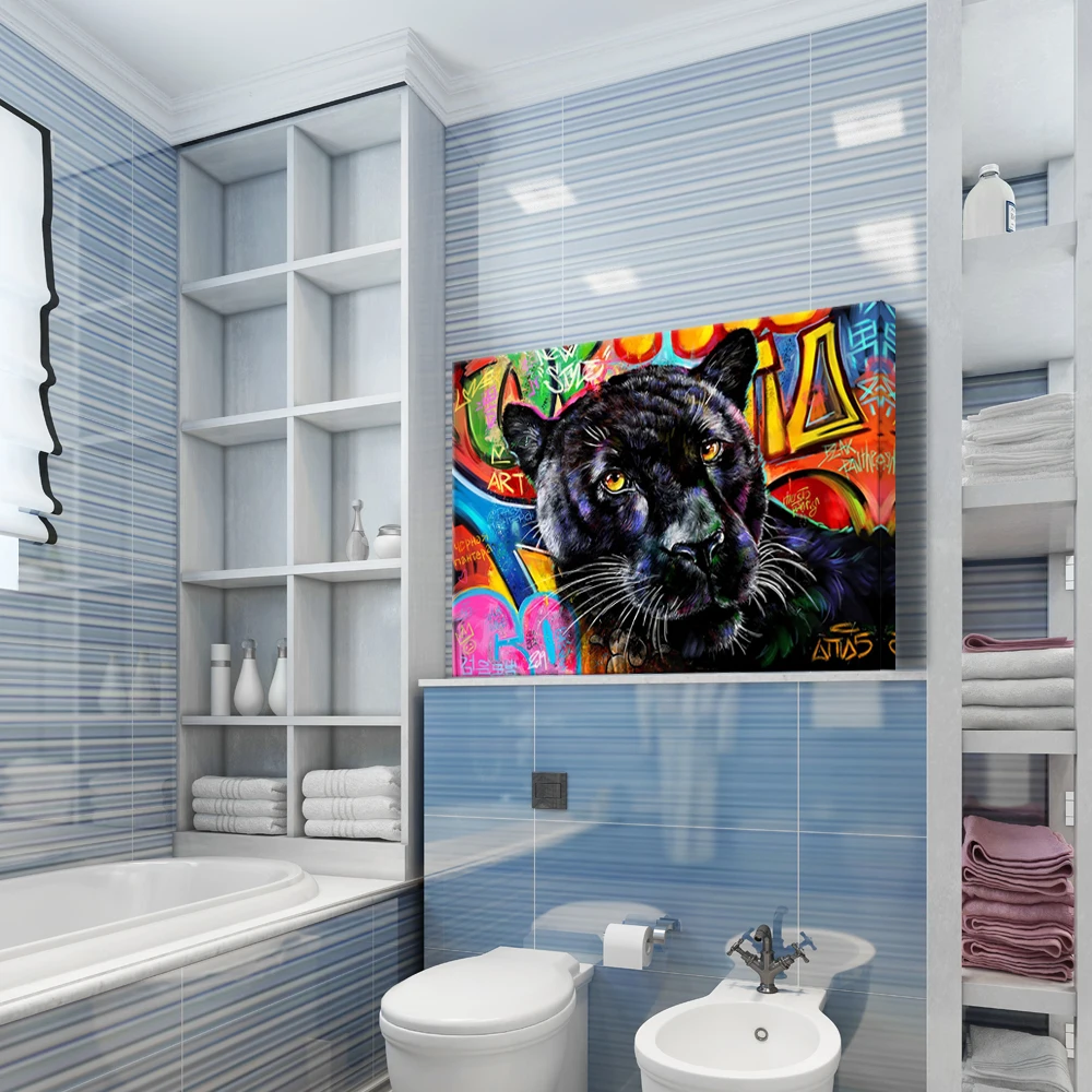 

Настенная картина PANTHERE черная на холсте скандинавские постеры и принты Настенный декор для спальни без рамки