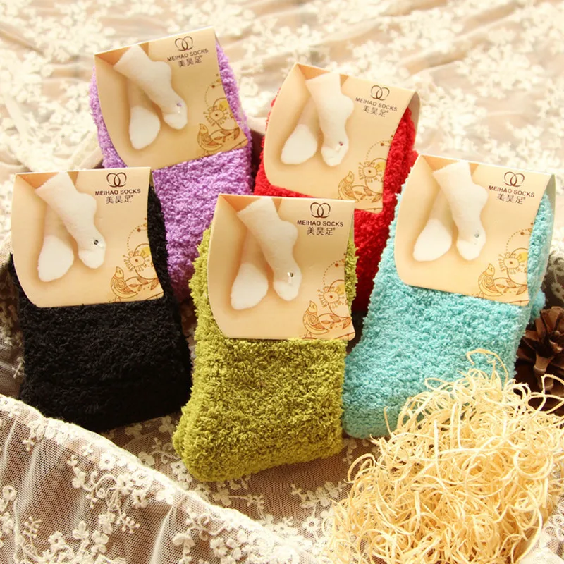 Эластичные мягкие носки для пола женщин и девочек пушистые теплые зимние дышащие