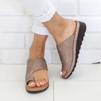 women pu leather shoes comfy platform flat sole ladies casual soft big toe foot correction sandal orthopedic bunion corrector