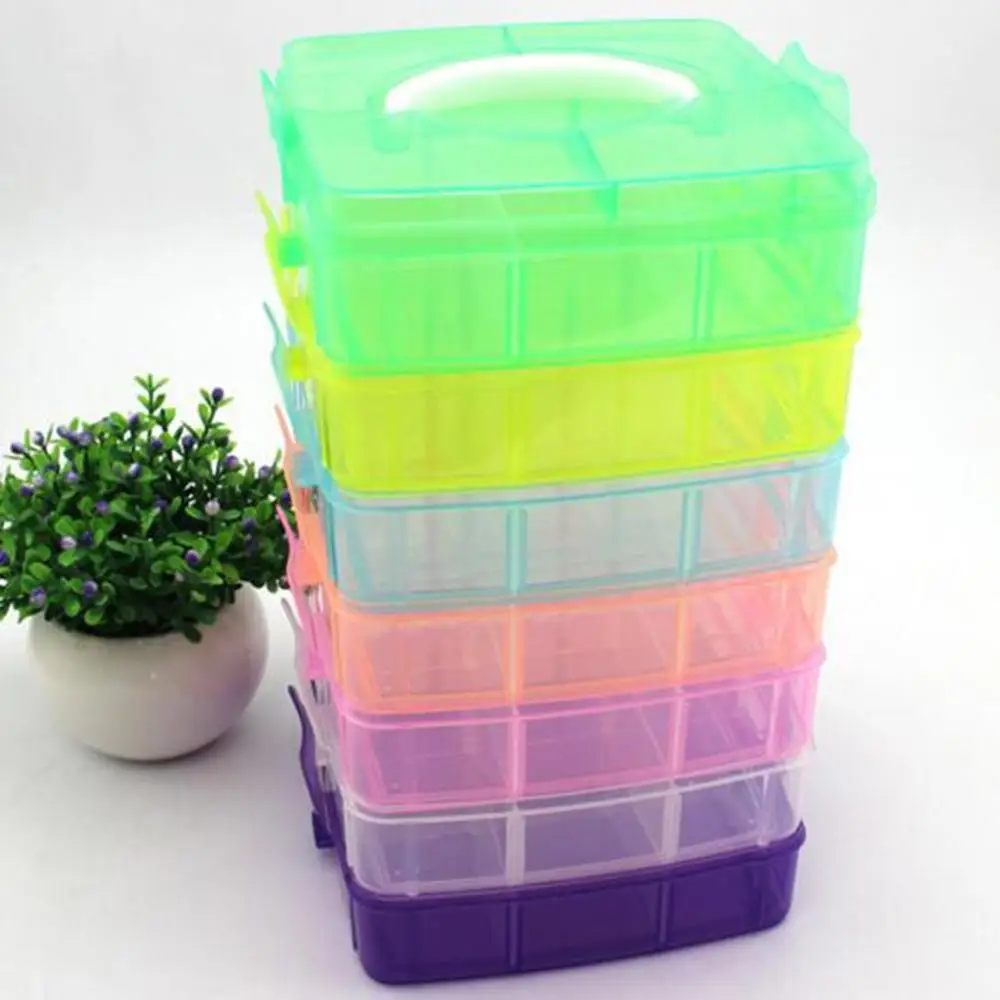 3 слойный контейнер для хранения практичный Регулируемый прозрачный пластиковый