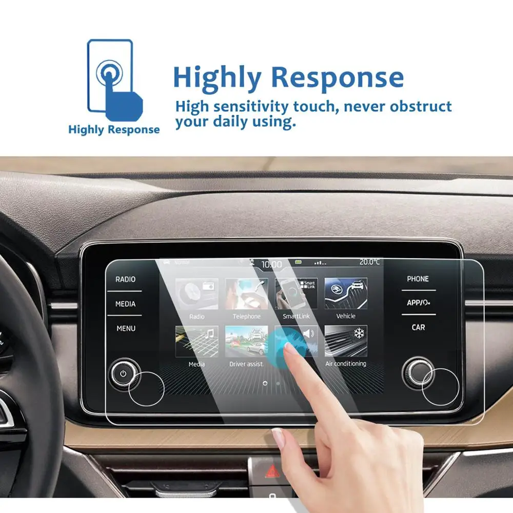 lfotpp for kamiqscala boleropolo liftback 8 inch car touch center display tempered glass screen protector auto interior 2021 free global shipping