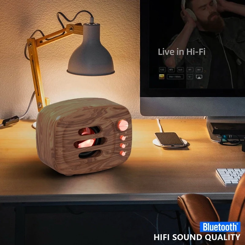 

HXSJ New Wireless Bluetooth Speaker Rechargeable Bluetooth 5.0 Nostalgic Bluetooth Speaker