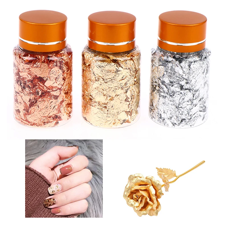 

Imitation gold leaf copper flakes for craft decoration gold and silver foil Gold Foil Nail Art Foil Pieces Gold Leaves Flakes