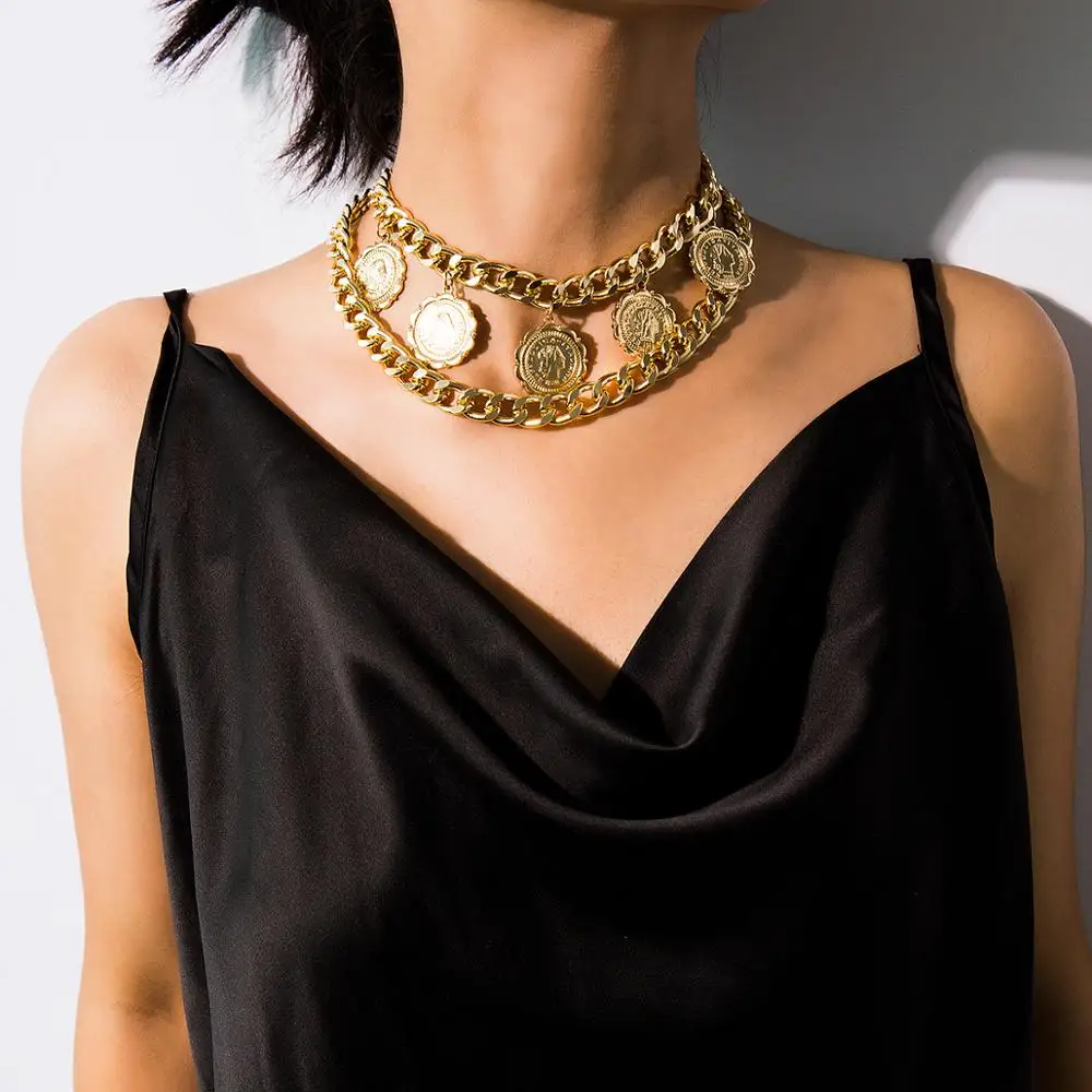 Крупное кубинское ожерелье под воротник в стиле панк цепь европейском и