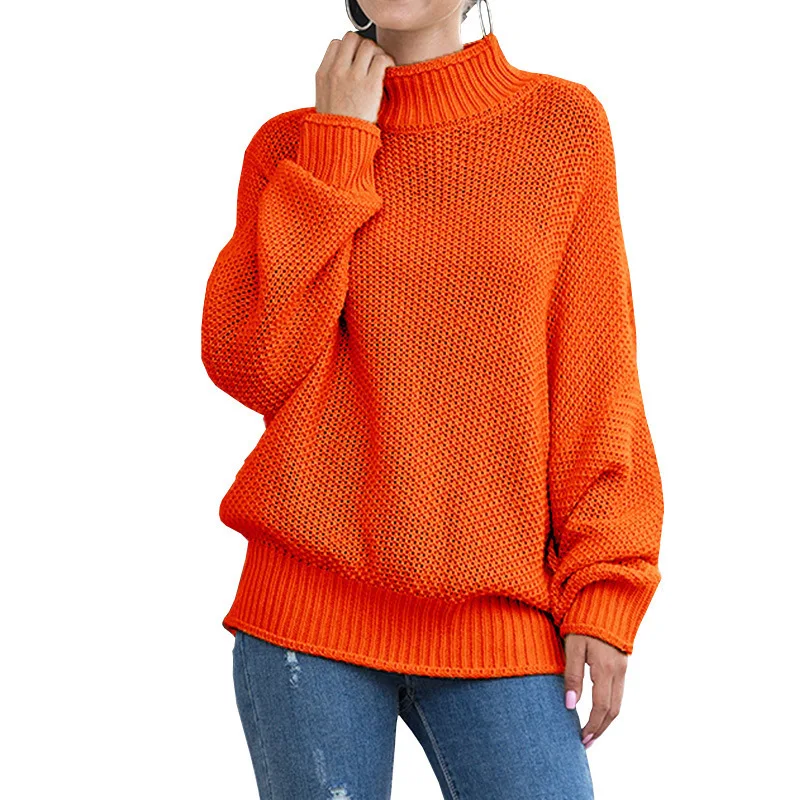 

New Womens knit Turtleneck Oversized Sweaters Batwing Long Sleeve Pullover Loose Chunky Knit Jumper