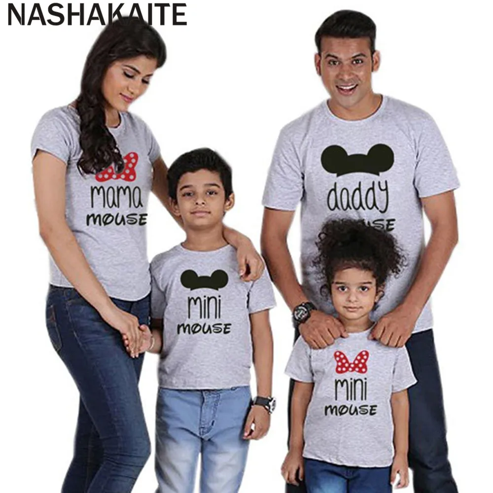 NASHAKAITE/семейная одежда для папы мамы и меня топы с мини мышкой маленьких мальчиков
