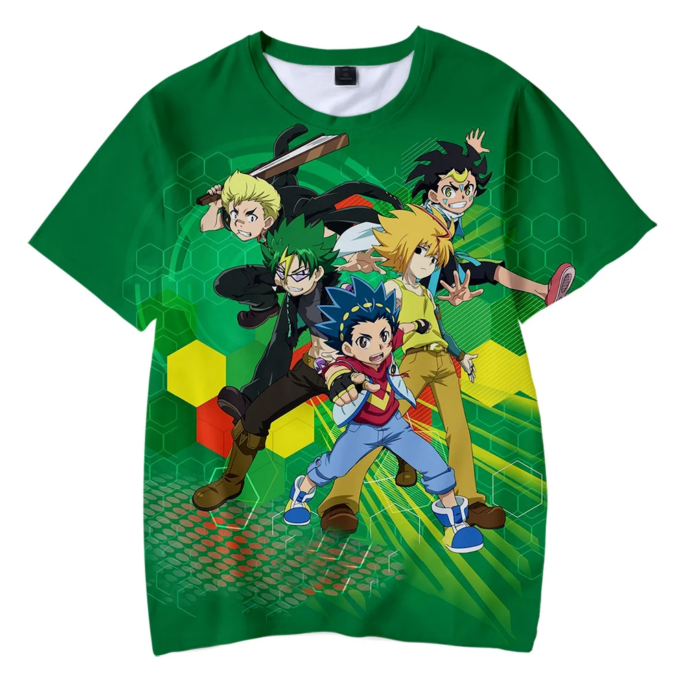 

Футболка Beyblade Burst Evolution для мальчиков и девочек, Классическая Повседневная рубашка с 3d-рисунком, летняя, для детей