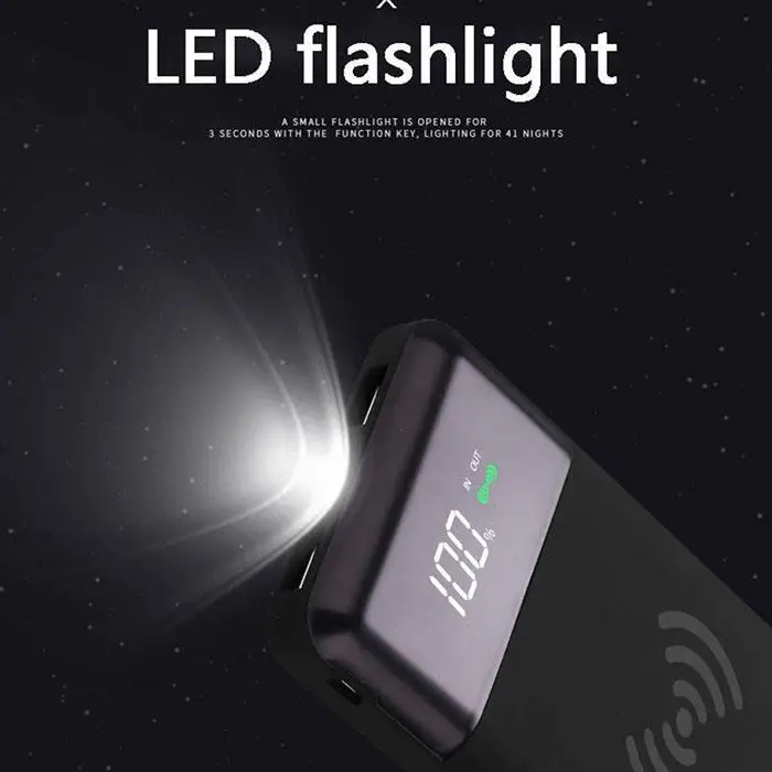 Power Bank 20000 мАч светодиодный фонарик беспроводное портативное зарядное устройство
