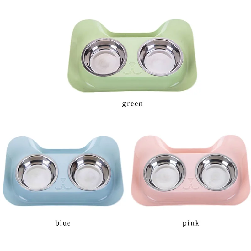 Pet Double Bowls Food Water Feeder Stainless Steel Cat Bowl for Dog Puppy Cats Pets Supplies Feeding Dishes Dropship | Дом и сад