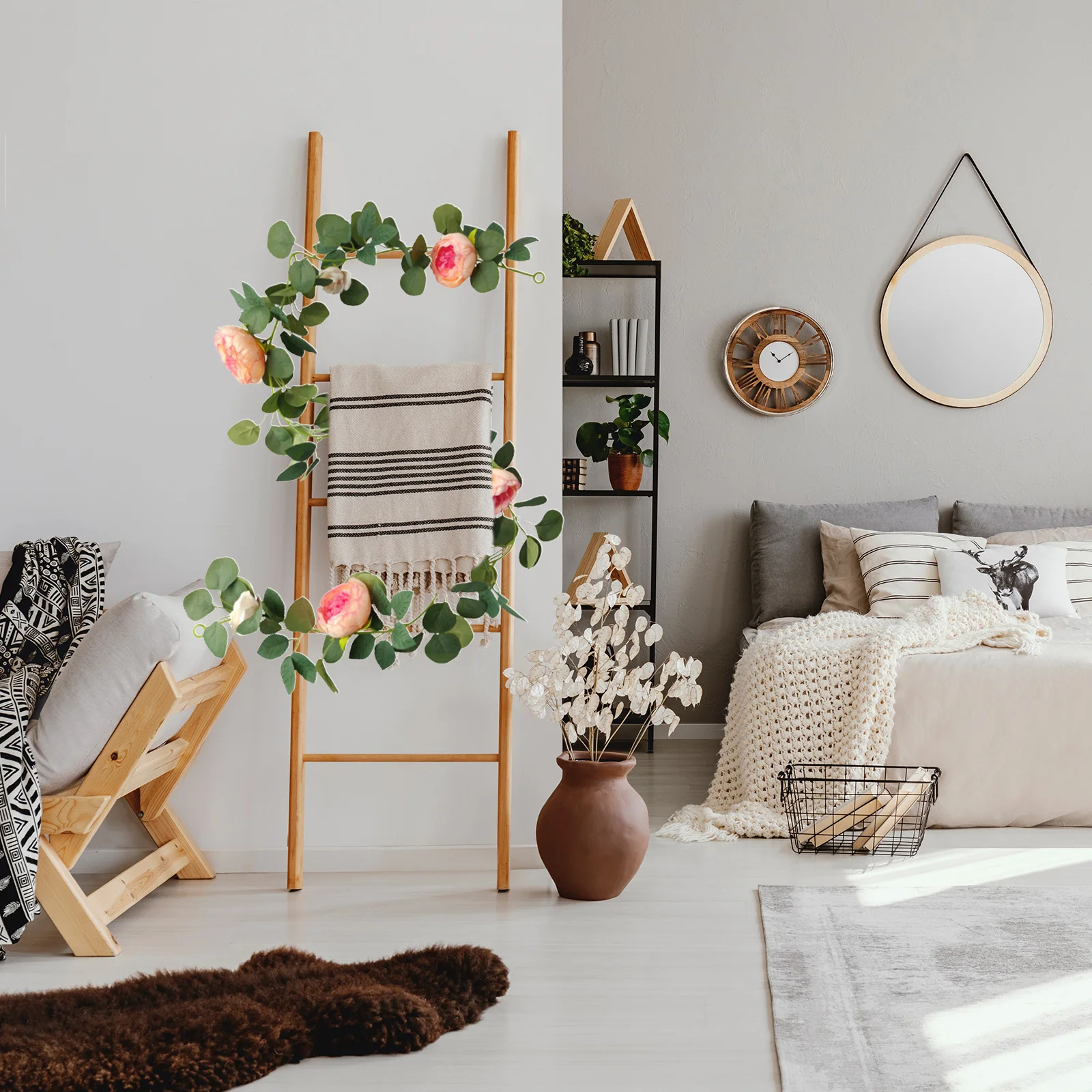 

Artificial Plant Peony Flower Vine Home Wedding Party Eucalyptus Leaf Peony Flower Decoration Holiday Party Creative Props