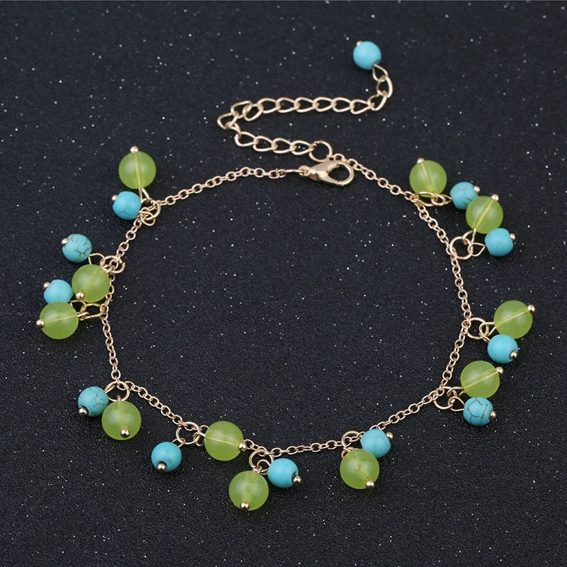 Женский браслет на ногу летняя бижутерия в богемном стиле с искусственной