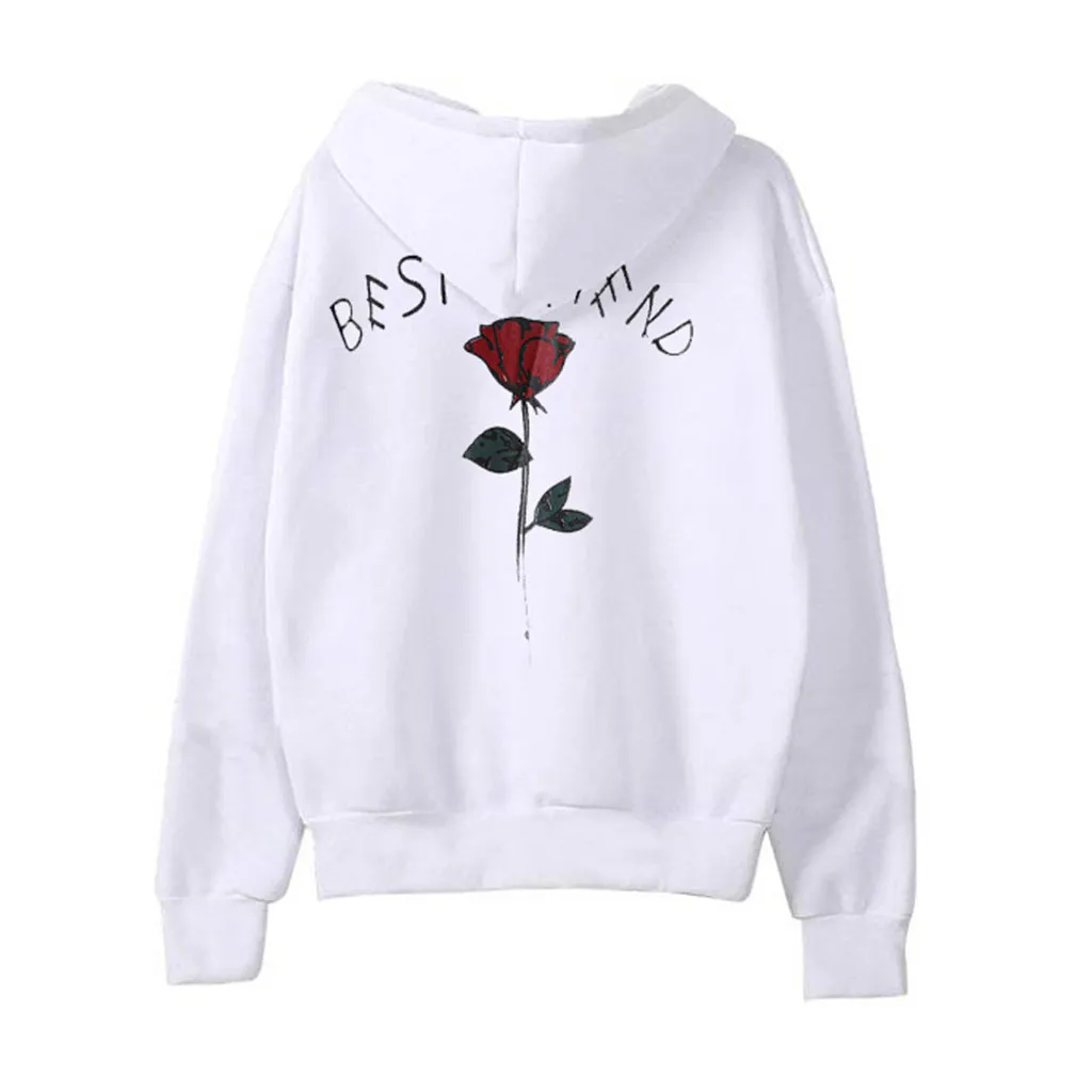 Женские Best Friend с длинными рукавами свитер капюшоном рисунком розами одноцветные