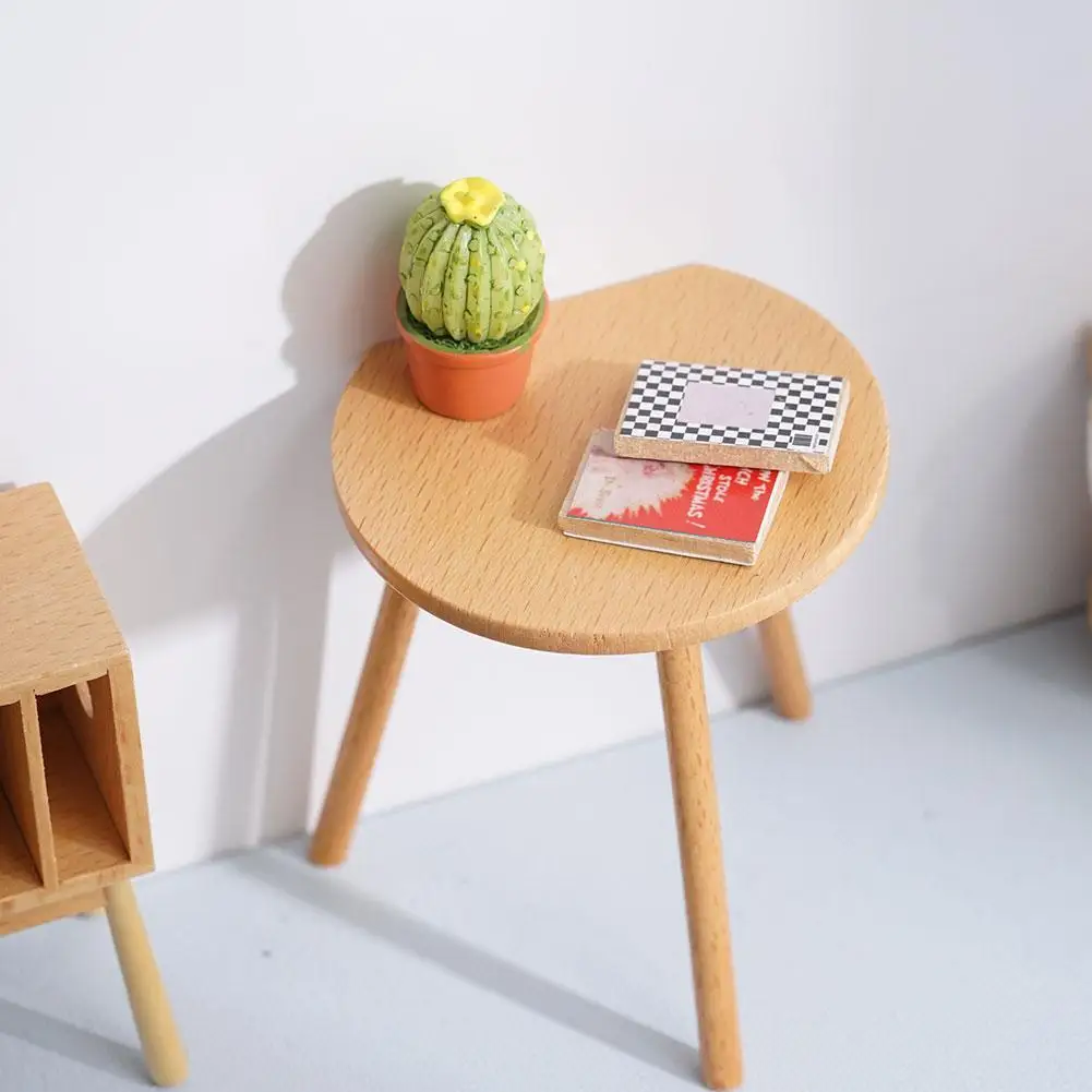 

New 1 Pc 1:12 Or 1/6 Proportions Scale Dollhouse Miniature Wood Coffee Doll Decor Table Table House Coffee Round Furniture J6X5