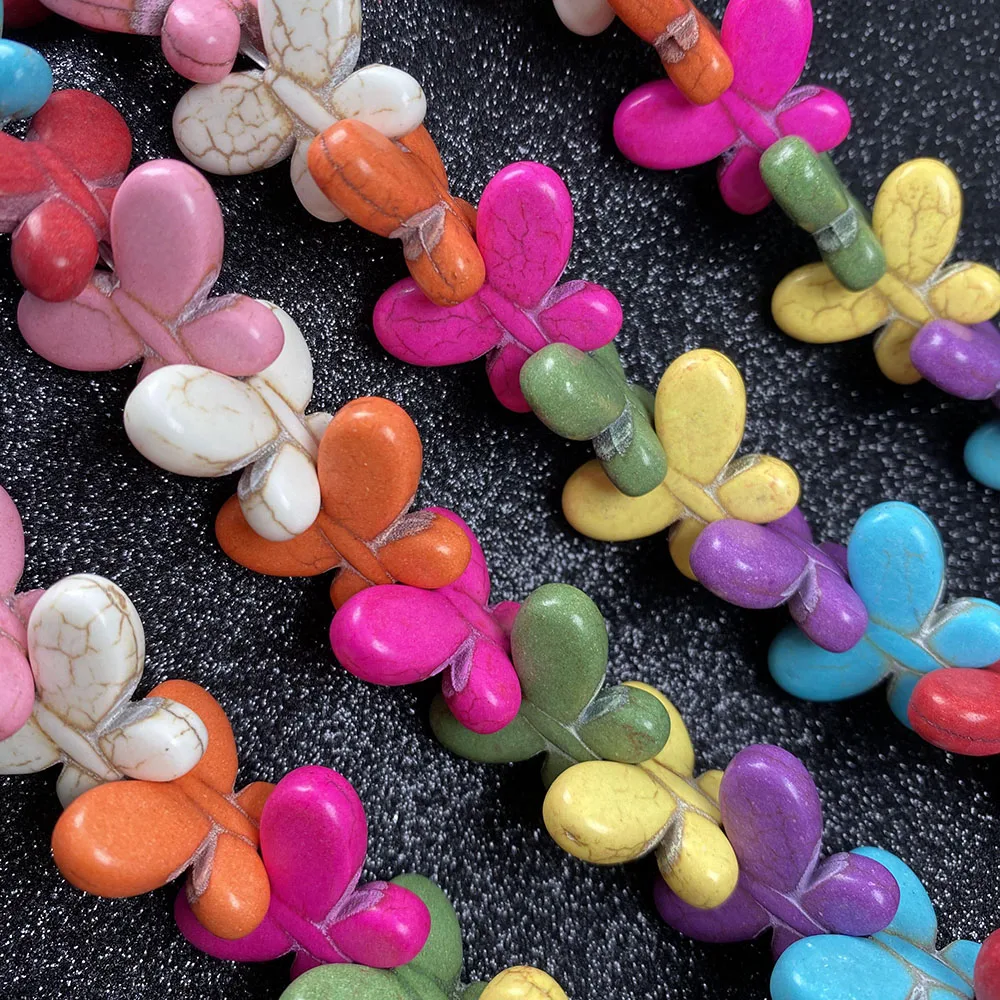 Бусины из натурального камня в форме бабочки бирюзовые бусины для женщин подарки