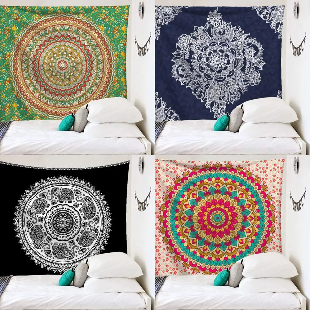 Летнее круглое пляжное полотенце с геометрическим рисунком Мандала банное для