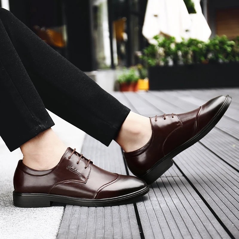 Мужские броги из натуральной кожи деловые туфли на шнуровке оксфорды 2019 | Обувь