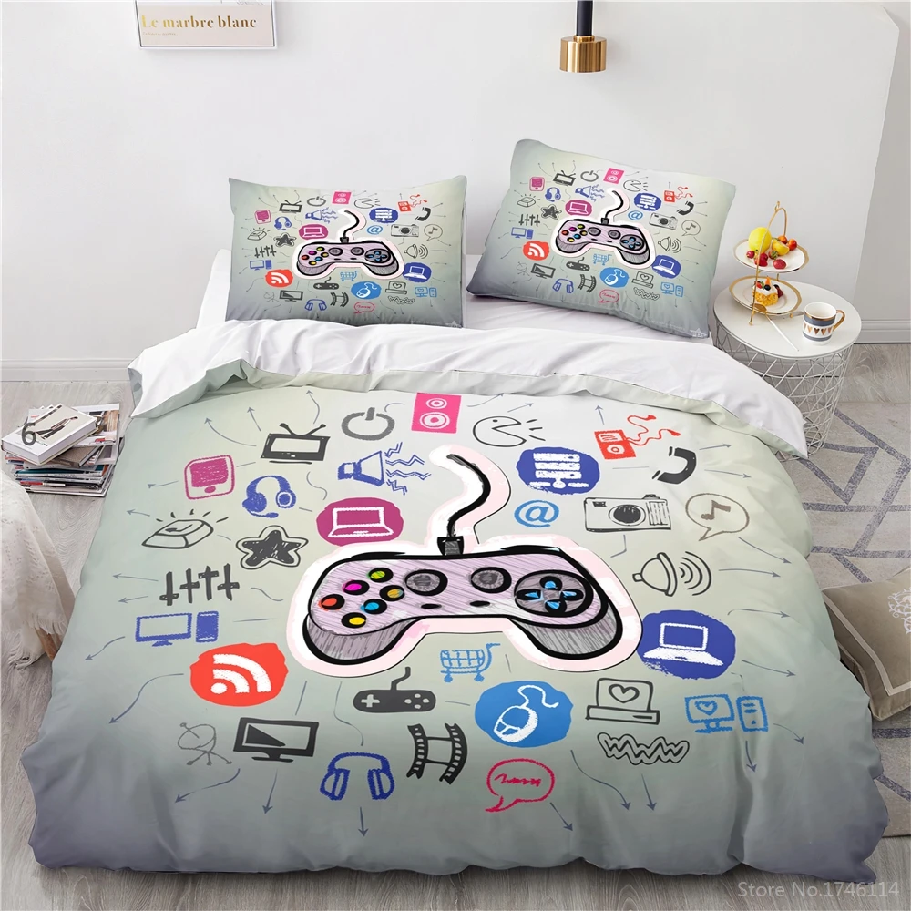 

3D Print Creative Black Duvet Cover Set Gamepad Video Game Controller Comforter Cover & Pillowcase Queen King Size Bedding Set