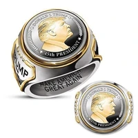 top fashion usa president trump punk ring most recent jewelry silver color gold color american president mens cool biker ring