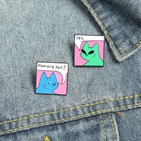 adorable cat enamel pin funny cats greetings not listening brooches bag lapel pin cartoon animal badge jewelry gift for friends