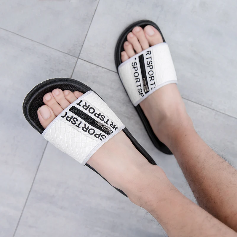 

Popular 2021 Beach Men Slippers White Black Men Hotel Slippers Summer Room Shoes Man Brand Designer Home Slippers For Mens