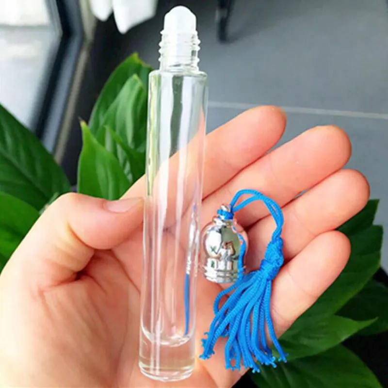 

10ml Spray Atomizer Tassel Lid Cylindrical Long Glass Bottle Refillable Empty Spray Perfume Bottle Portable Travel 25pcs/lot
