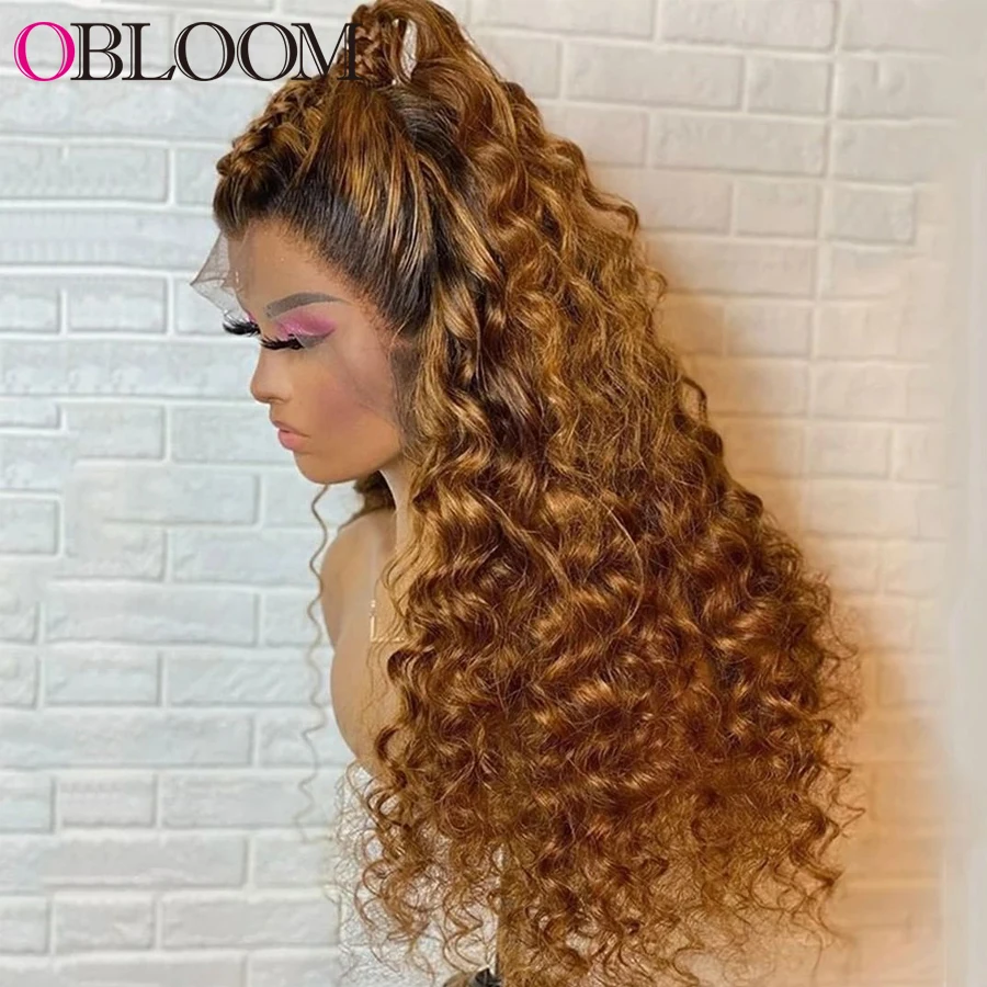 

Obloom Curly Ombre Ginger Orange Water Wave Lace Front Human Hair Wigs Transparent Brazilian Hair Wigs for Women Pre Plucked