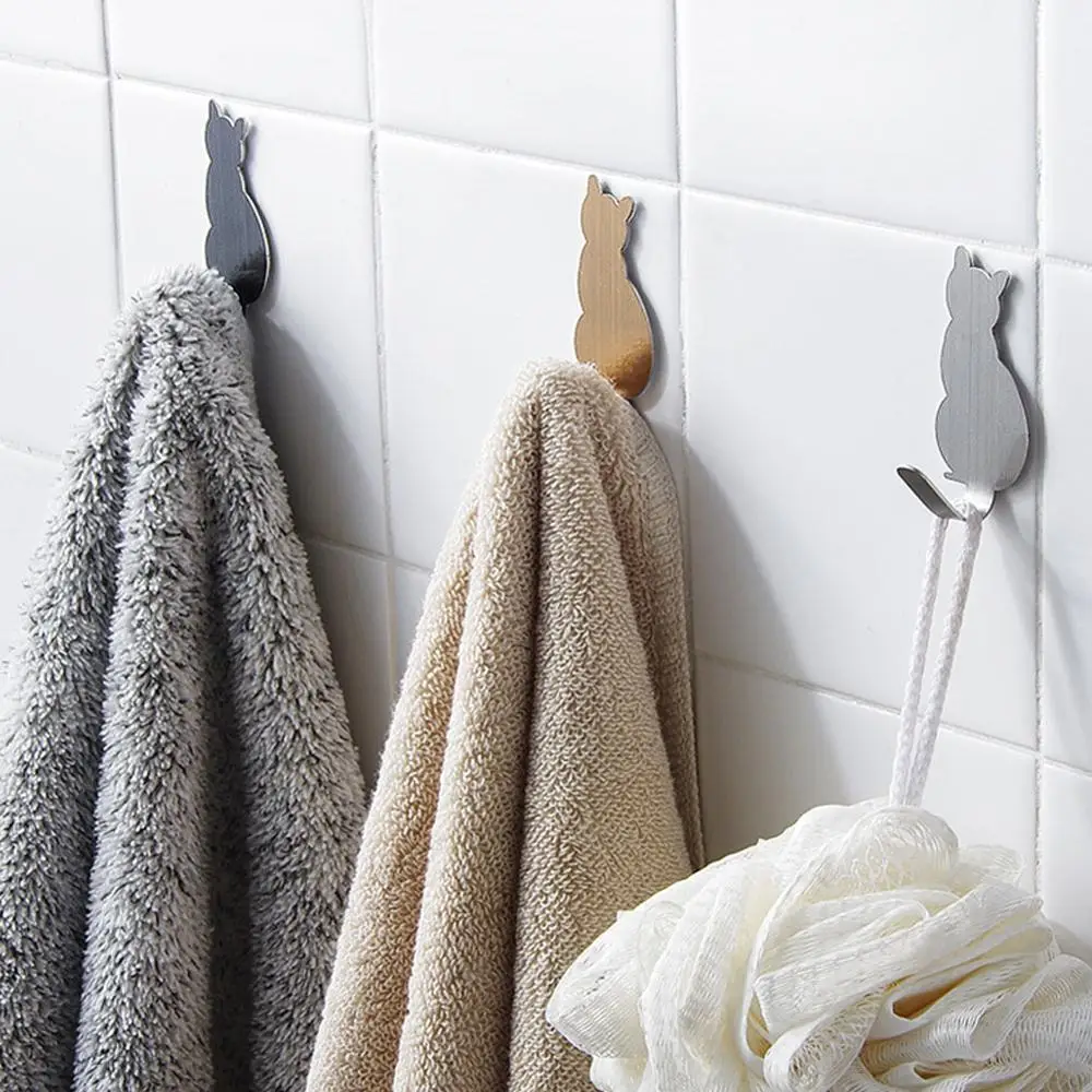 2 шт. кошка Форма одежда держатель для хранения самоклеящиеся настенные Ключ