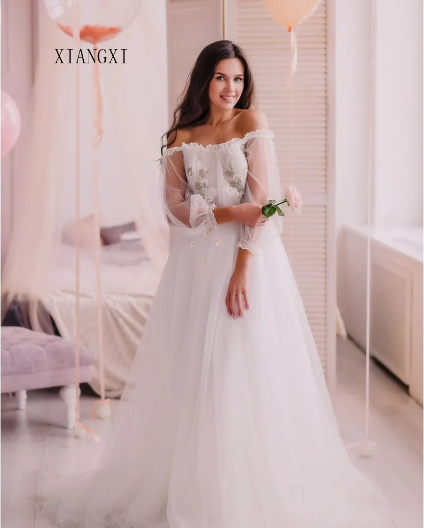

Charming Wedding Dresses Lace Appliques Full Sleeves vestido de noiva Robe de mariage Wedding Dress Bridal Gowns