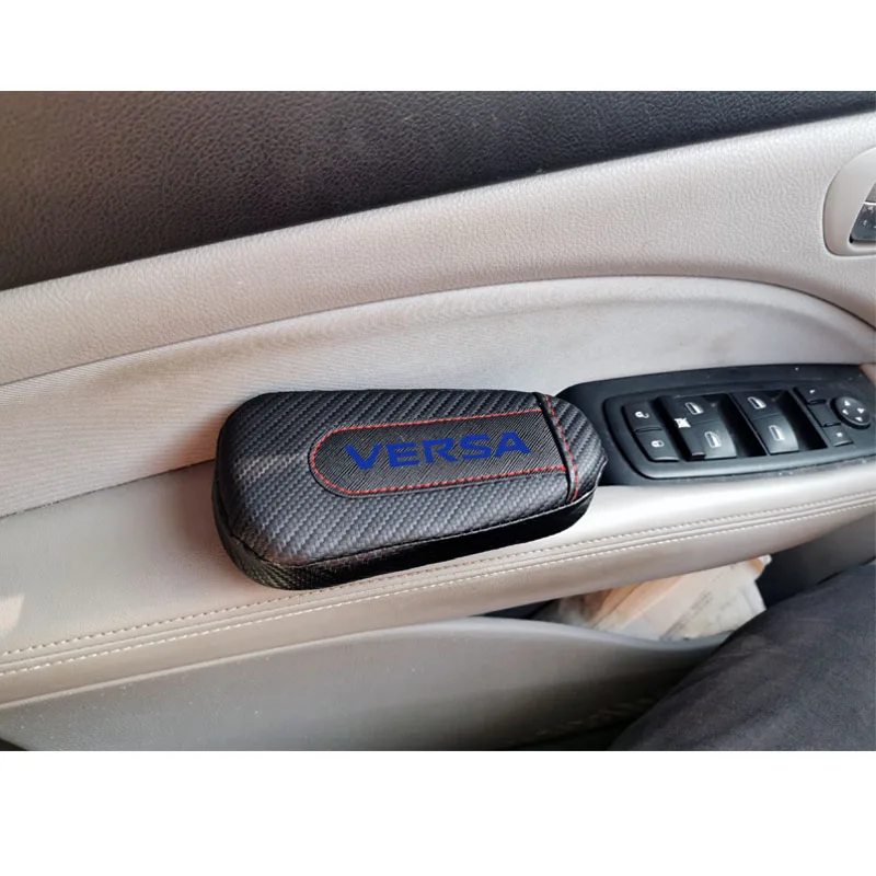 

For Nissan Versa 1pc Carbon Fiber Leather Auto Leg Cushion Knee Pad Car Door Arm Pad Car Accessories Vehicle Protective