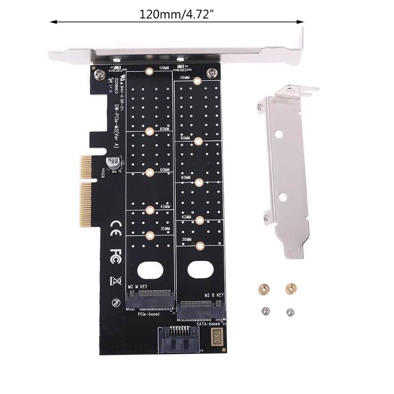 PCIE к M2 M.2 двойной NVMe SSD адаптер NGFF M ключ B Ключ SATA Riser Расширительная