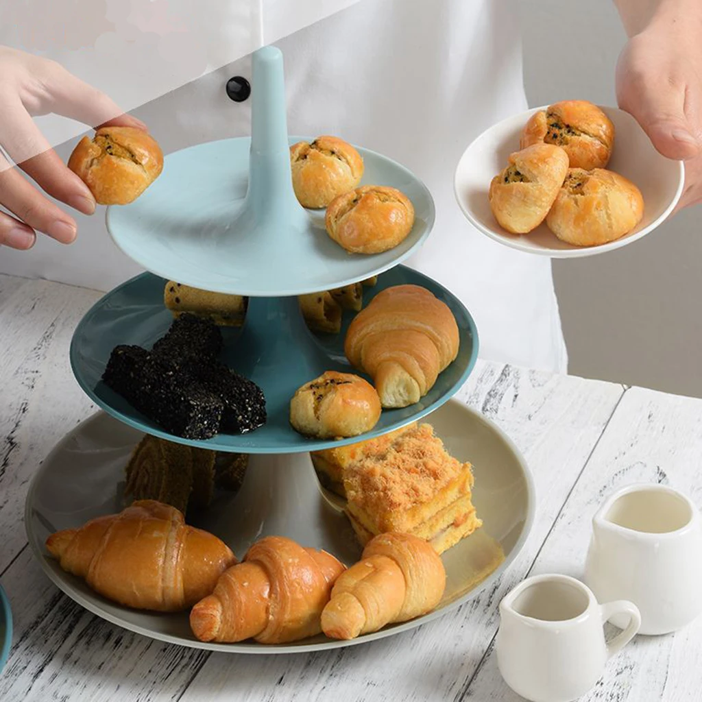 3-Tier Plastic Cupcake Display Stand Dessert Holder Round Fruit Snacks Bowl for Baby Shower Birthday Weddings Tea Party | Дом и сад