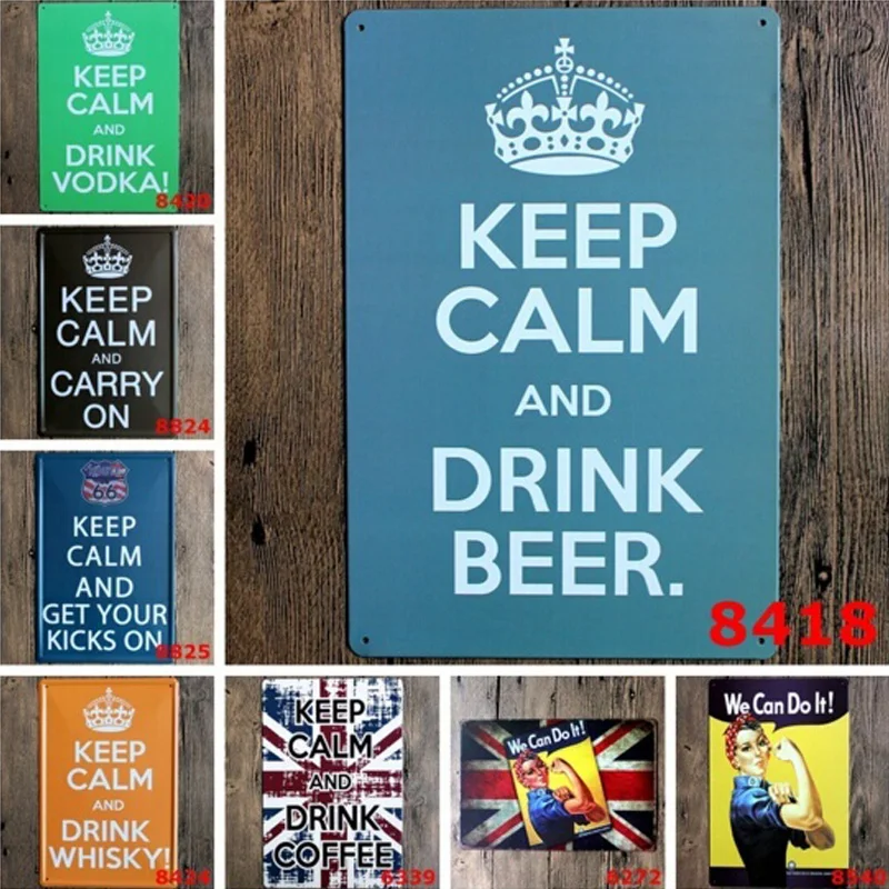 Металлический жестяной знак Keep Calm and Drink Coffee Bar Pub Home Vintage Retro плакат для декора кафе