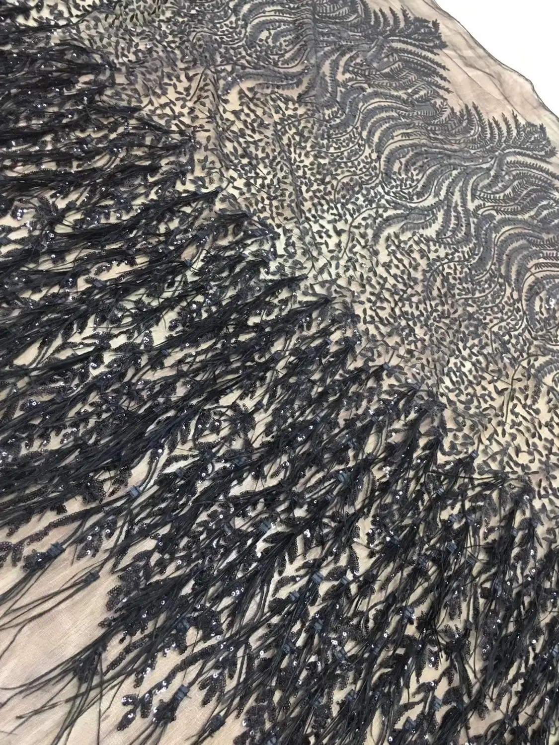 Новейшие африканские кружевные эластичные ткани с кисточками и блестками 2019