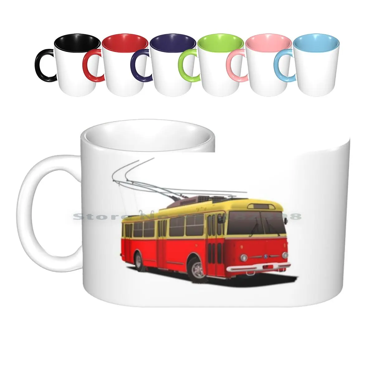 Trolleybus ?koda 9tr Ceramic Mugs Coffee Cups Milk Tea Mug Trolleybus Transport ?koda Skoda 9tr Czech Public Transport City