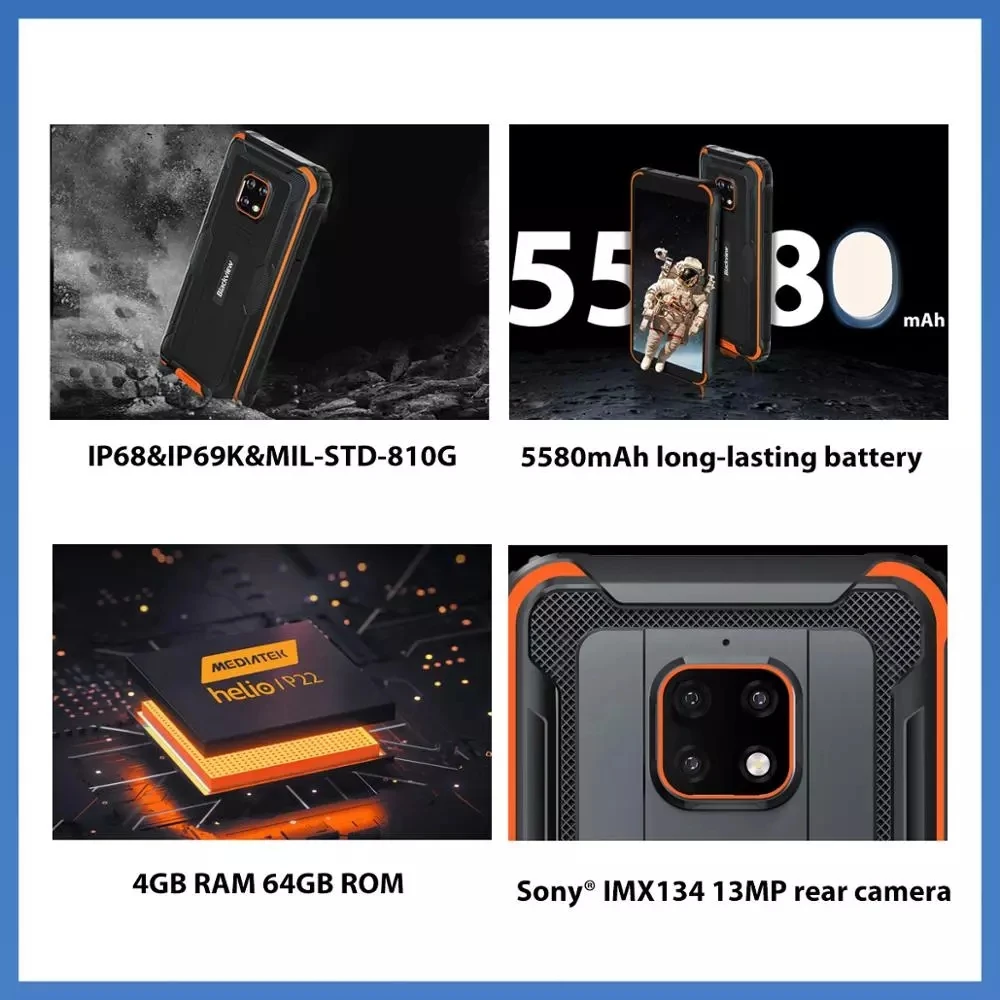 Смартфон Blackview BV4900 Pro 4 + 64 ГБ IP68 5580 мАч 5 7 дюйма NFC OTG 4G |