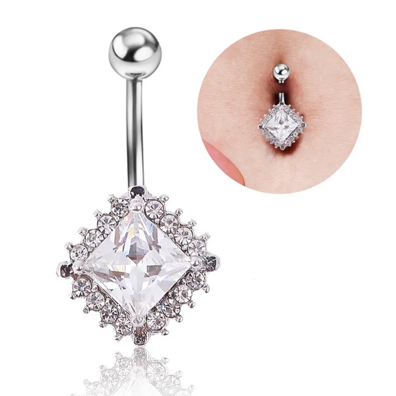 

New 1PC Fashion CZ Crystal Stone Belly Button Rings Pircing Surgical Steel Belly Bars Belly Rings Sexy Women Navel Piercing