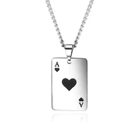 mens poker pendant necklace stainless steel red black color fashion jewelry gift