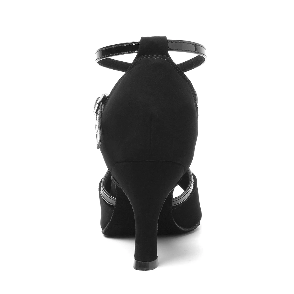DKZSYIM Black Latin Dance Shoes Women/Ladies Ballroom Dancing Tango/Salsa Shoes Suede Soles Soft Dance Sandals 3-10CM High Heels