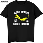 Новая модная летняя мужская футболка с короткими рукавами, футболка Born To Dive Forced To Work, повседневные рубашки, крутые футболки, топы Harajuku
