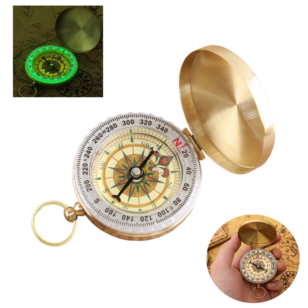 

Mini Portable Copper Navigation Compass Waterproof Mountaineering Camping Hiking Retro Flip Compasses for Outdoor Activities