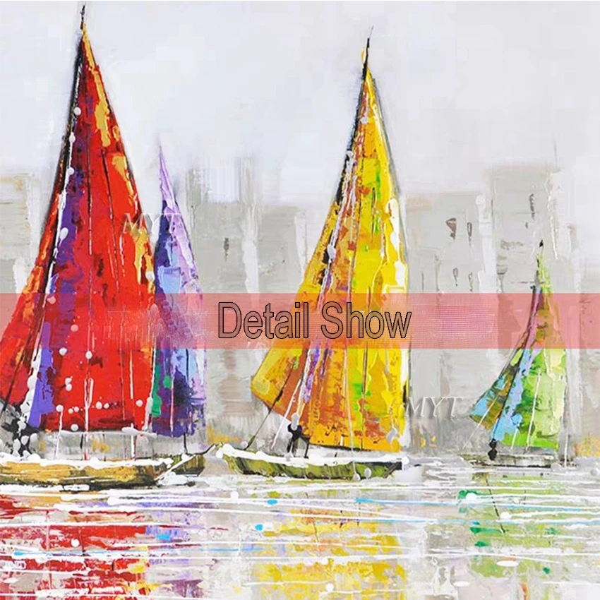 

Large Size Bedroom Decoration Paintings Sailing Boat Abstract Oil Painting Canvas Wall Art Home Decor Wall Artwork Free Shipping