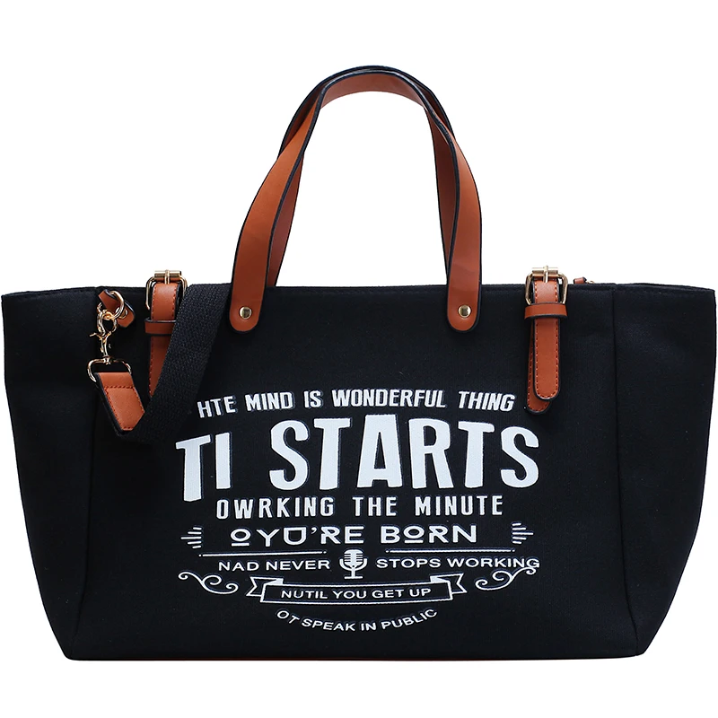 

Large-capacity women's bag 2021 new fashion simple canvas western-style print all-match one-shoulder portable tote bag