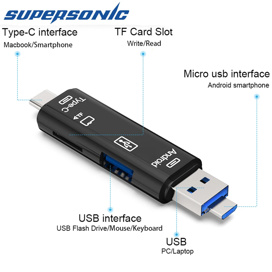 Кардридер высокоскоростной OTG Type C адаптер мини кардридер для Micro SD/TF/Microsd